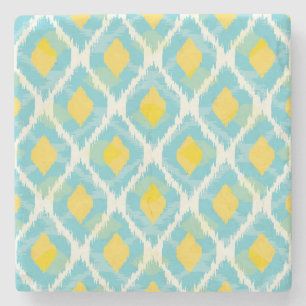 Moderne tribale ikat blue yellow mode stenen onderzetter