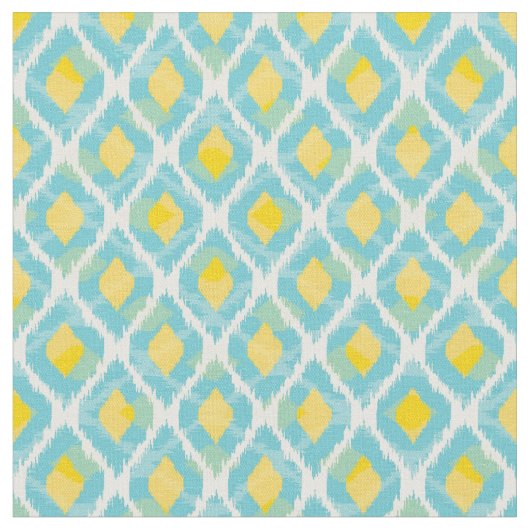 Moderne tribale ikat blue yellow mode stof (Close Up)