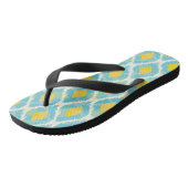 Moderne tribale ikat blue yellow mode teenslippers (Schuin)