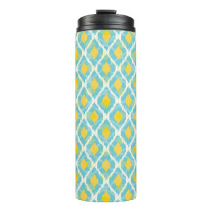 Moderne tribale ikat blue yellow mode thermosbeker