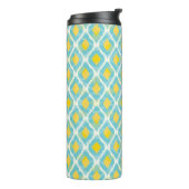 Moderne tribale ikat blue yellow mode thermosbeker (Gedraaid links)