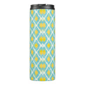 Moderne tribale ikat blue yellow mode thermosbeker (Achterkant)