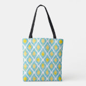 Moderne tribale ikat blue yellow mode tote bag (Achterkant)