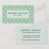 Moderne tribale ikat blue yellow mode visitekaartje (Voorkant / Achterkant)