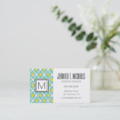 Moderne tribale ikat blue yellow mode visitekaartje (Staand voorkant)