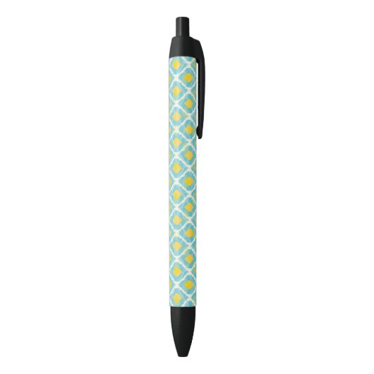 Moderne tribale ikat blue yellow mode zwarte inkt pen (Achterkant (Verticaal))