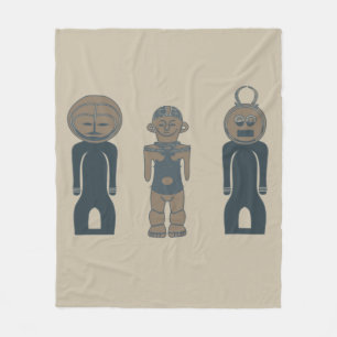 Moderne tribale silhouet abstracte gezichtskunst fleece deken