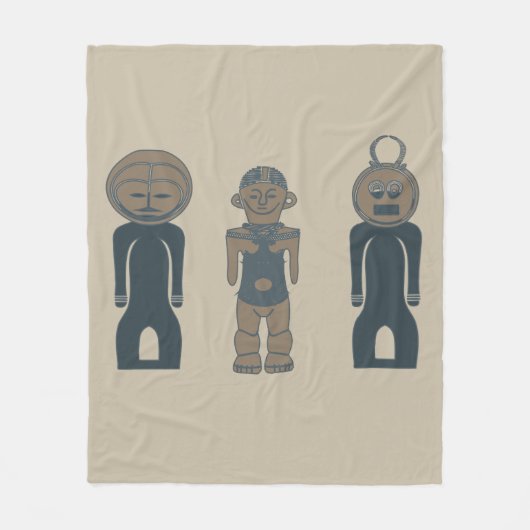 Moderne tribale silhouet abstracte gezichtskunst fleece deken (Voorkant)