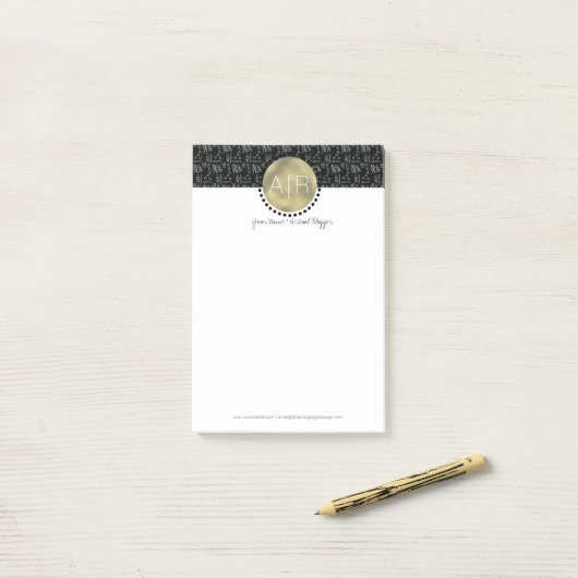 Moderne tribale simulatie Folie monogram Post-it® Notes (Op bureau)