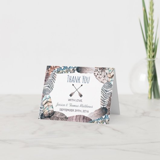 Moderne tribale vaders Bohemian Weddenschap Dank j Bedankkaart (Voorkant)