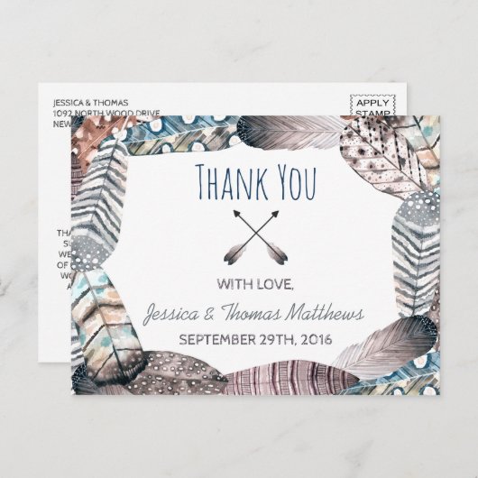 Moderne tribale vaders Bohemian Weddenschap Dank j Briefkaart (Voorkant / Achterkant)