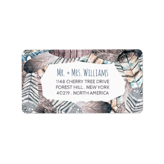 Moderne tribale vaders Bohemian Wedding Etiket (Voorkant)