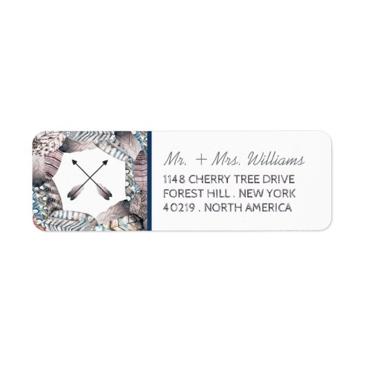 Moderne tribale vaders Bohemian Wedding Etiket (Voorkant)