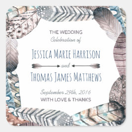 Moderne tribale vaders Bohemian Wedding Favor Vierkante Sticker