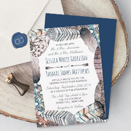 Moderne tribale vaders Bohemian Wedding Kaart