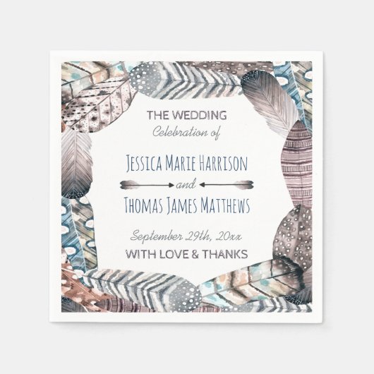 Moderne tribale vaders Bohemian Wedding Servetten (Voorkant)