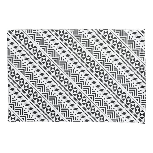 Moderne tribale zwarte en witte geometrische kussensloop (Voorkant)