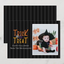 Moderne Trick or treat Halloween-fotokaart