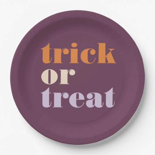 Moderne Trick or treat Papieren Bordje (Voorkant)