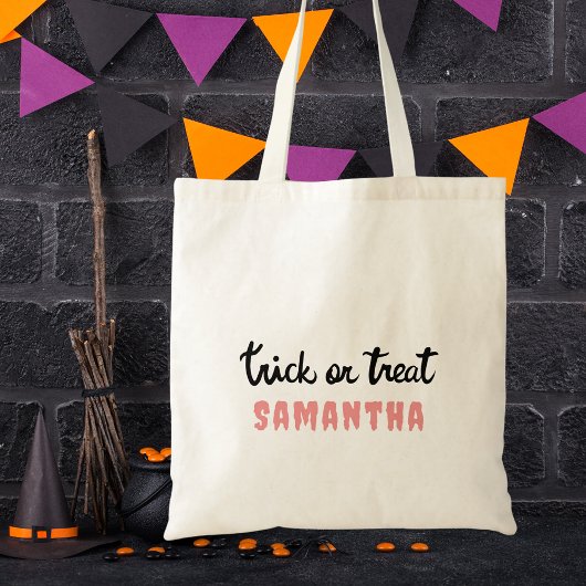 Moderne Trick or treat Schattige & Eenvoudig Hallo Tote Bag