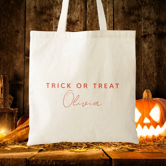 Moderne Trick or treat Typografie Kinder Halloween Tote Bag