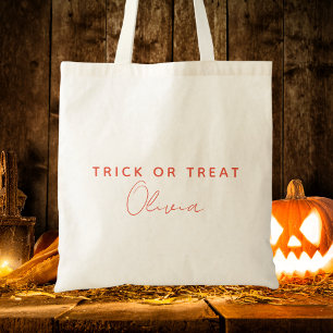 Moderne Trick Or Treat Typografie Kinderen Hallowe Tote Bag
