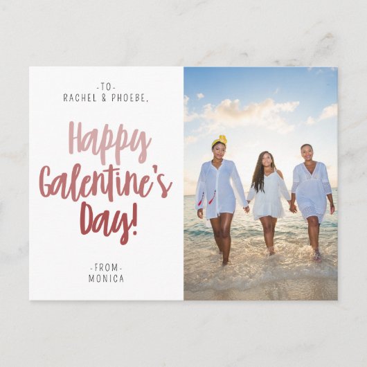 Moderne Tricolor Happy Galentine's Day Foto van mo Briefkaart (Voorkant)