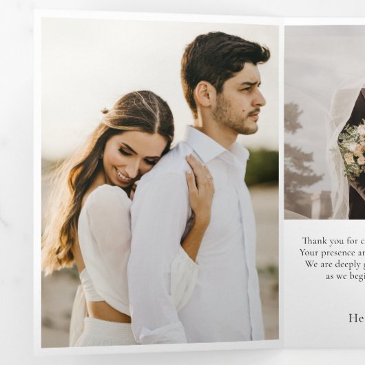 Moderne Trifold Wedding Dank u kaart (Binnenzijde eerst)
