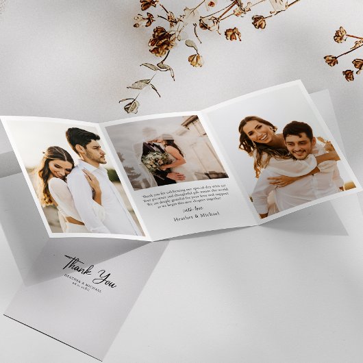 Moderne Trifold Wedding Dank u kaart