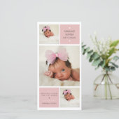 Moderne Trio Foto Baby Meisje Geboorteaankondiging Aankondiging (Staand voorkant)