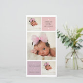 Moderne Trio Foto Baby Meisje Geboorteaankondiging Aankondiging (Staand voorkant)