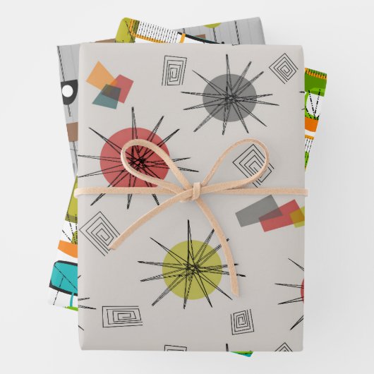 Moderne trio-papierbladen uit de middeleeuwen van  inpakpapier vel (In situ)