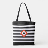 Moderne Triple Diamond op Zwart & Wit Strepen Tote Bag (Achterkant)