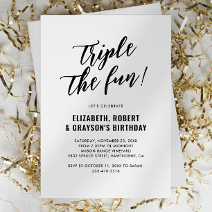 Moderne Triple The Fun Gezamenlijke Verjaardagsfee Kaart