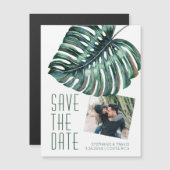 Moderne Tropics Monstera sparen de Datum Magnet Magnetische Uitnodiging (Voorkant / Achterkant)