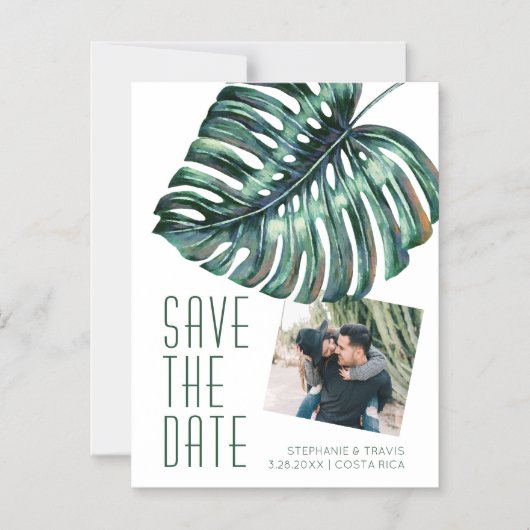 Moderne Tropics Monstera sparen de Datum Magnet Magnetische Uitnodiging (Voorkant)