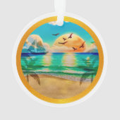 Moderne Tropisch Strand Palmboom Zonsondergang Vak Ornament (achterkant)