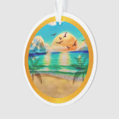 Moderne Tropisch Strand Palmboom Zonsondergang Vak Ornament (voorkant)