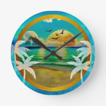 Moderne Tropisch Strand Palmboom Zonsondergang Vak
