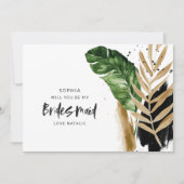 Moderne tropische abstract geschilderde bruidsmeis kaart (Voorkant)