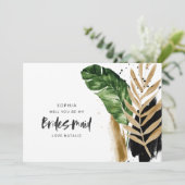 Moderne tropische abstract geschilderde bruidsmeis kaart (Staand voorkant)