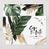 Moderne tropische abstract geschilderde trouw save the date (Voorkant / Achterkant)
