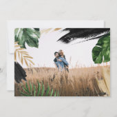 Moderne tropische abstract geschilderde trouwfoto save the date (Achterkant)