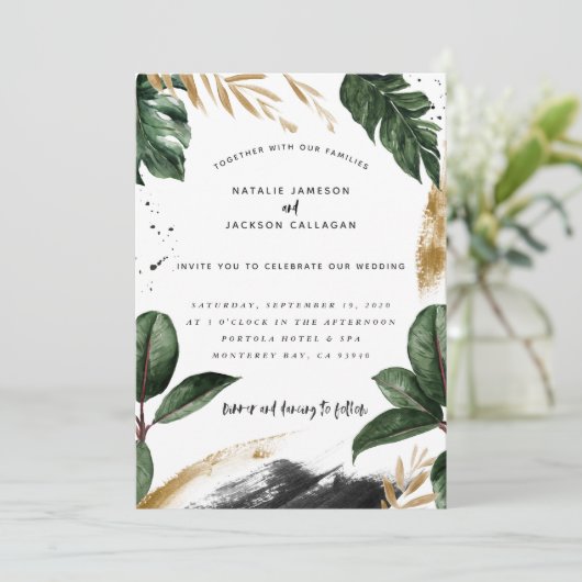 Moderne, tropische abstracte bruiloft (Staand voorkant)