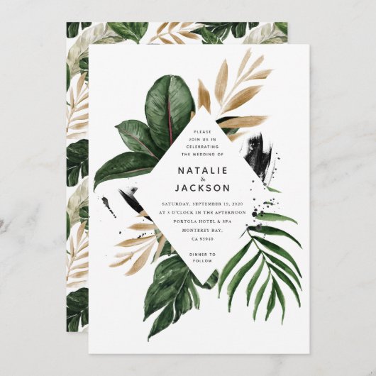 Moderne, tropische abstracte bruiloft (Voorkant / Achterkant)