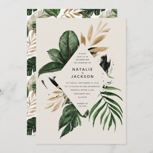 Moderne, tropische abstracte bruiloft (Voorkant / Achterkant)