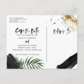 Moderne, tropische abstracte bruiloft aankondigingskaart (Achterkant)