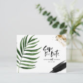 Moderne, tropische abstracte bruiloft aankondigingskaart (Staand voorkant)