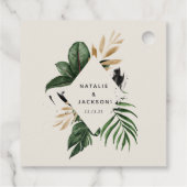 Moderne, tropische abstracte bruiloft bedankjes labels (Achterkant)