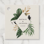 Moderne, tropische abstracte bruiloft bedankjes labels (Voorkant)